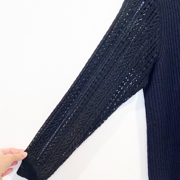 Club Monaco Cashmere, Rabbit Hair Blend Crochet Lace Arm Sweater XS - Picture 5 of 7